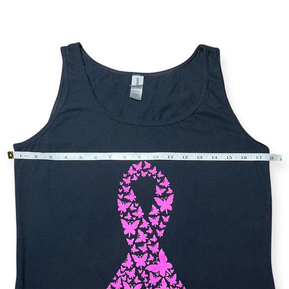 Breast Cancer Awareness Tank Top Size Large Pink Butterfly Ribbon Survivor - Picture 2 of 5
